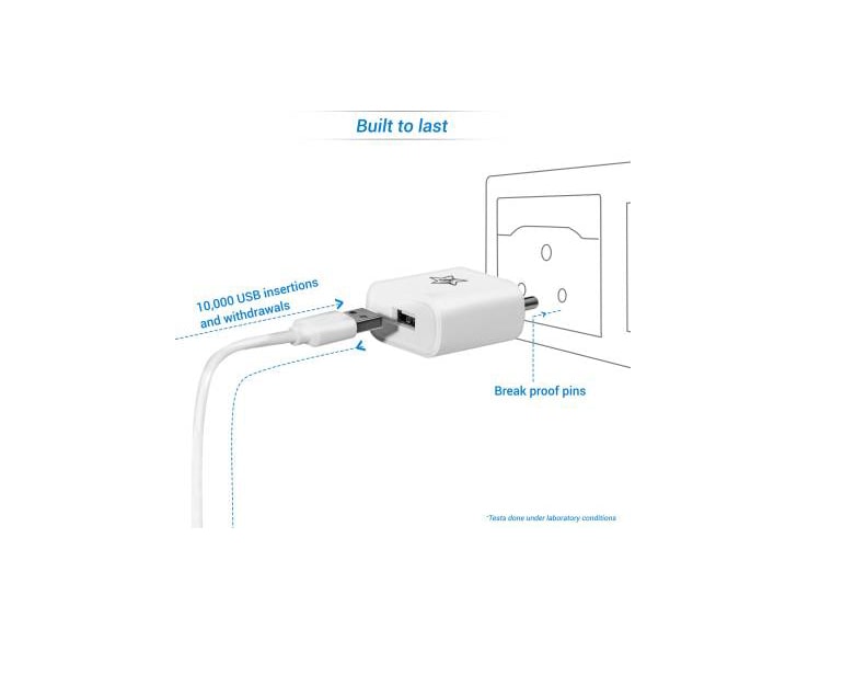 SmartBuy / 2A / Fast Charger with Charge & Amp / Sync USB Cable (White, Cable Included)