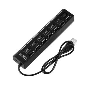 Generic / 7-Port USB Hub with ON / OFF Switch / Black (7 Port USB Hub)