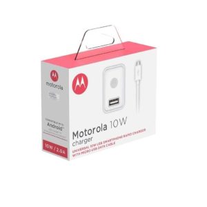 Motorola USB Rapid Charger with Micro-USB Data Cable Fast charging 2 A Mobile Charger with Detachable Cable (White, Cable Included)